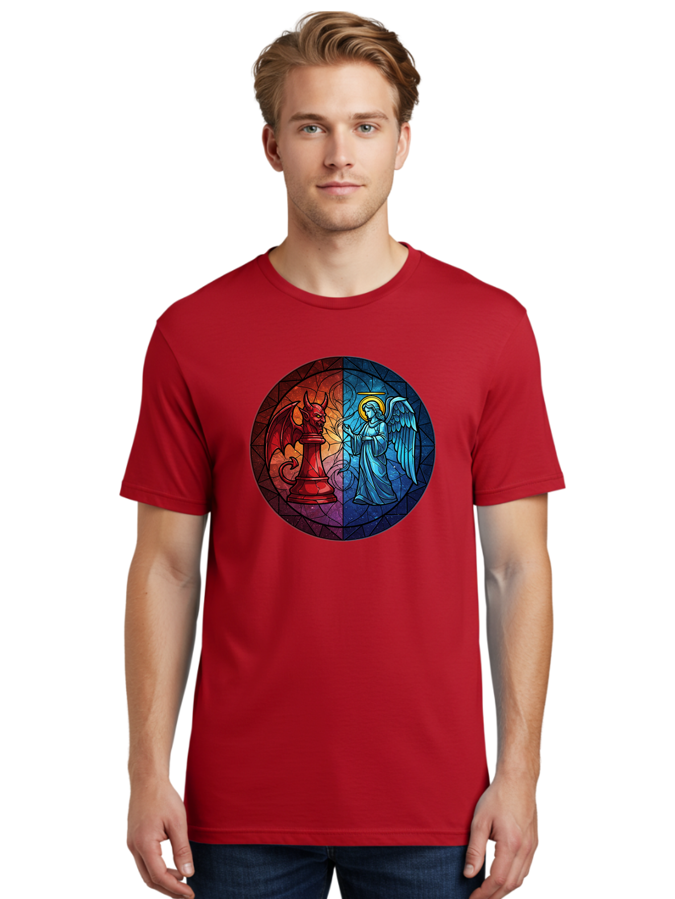 Angel-Vs-Devil-Chess-Piece Men'S Graphic Tee, 100% Cotton, Comfortable Casual Summer Wear, Machine Washable, Vintage Camera, Old Camera, Antique Camera, Black Camera, Classic Photography, Photography Equipment, Nostalgic Device, Film Camera, Bah428