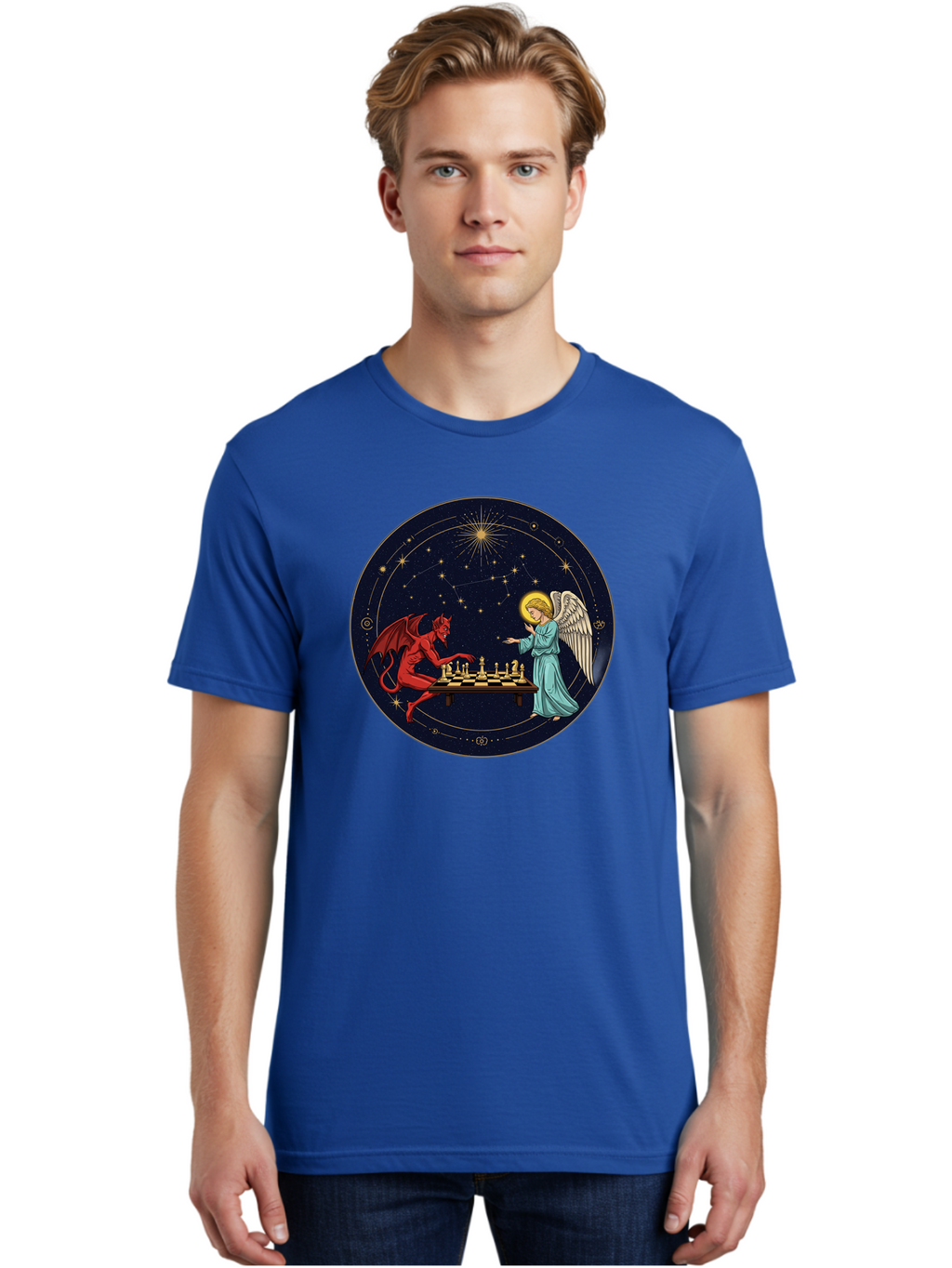 Angel-Vs-Devil-Chess Men'S Graphic Tee, 100% Cotton, Comfortable Casual Summer Wear, Machine Washable, Vintage Camera, Old Camera, Antique Camera, Black Camera, Classic Photography, Photography Equipment, Nostalgic Device, Film Camera, Bah429