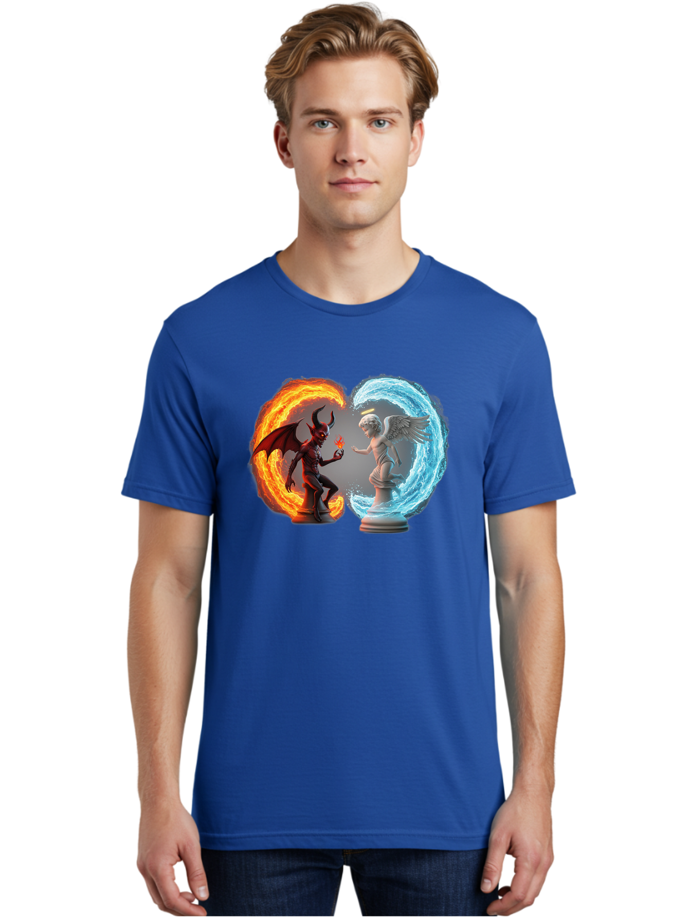 Angel-Vs-Devil Men'S Graphic Tee, 100% Cotton, Comfortable Casual Summer Wear, Machine Washable, Vintage Camera, Old Camera, Antique Camera, Black Camera, Classic Photography, Photography Equipment, Nostalgic Device, Film Camera, Camera Art Bah430