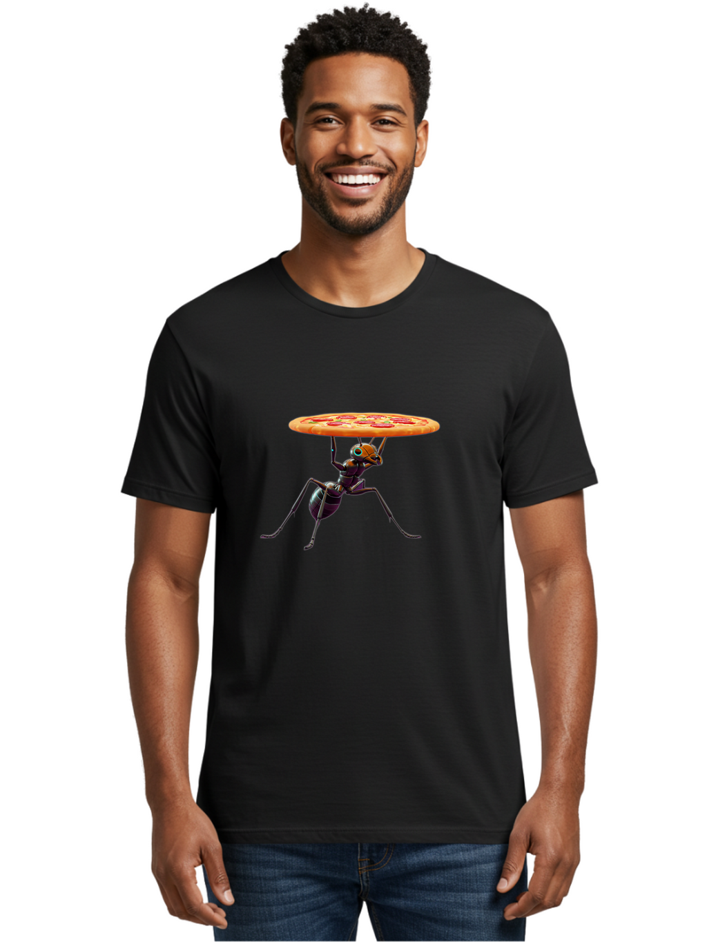 Ant-Carrying-Pizza-1 Men'S Graphic Tee, 100% Cotton, Comfortable Casual Summer Wear, Machine Washable, Vintage Camera, Old Camera, Antique Camera, Black Camera, Classic Photography, Photography Equipment, Nostalgic Device, Film Camera, Bah437