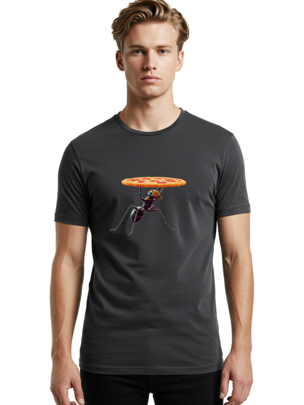 Ant-Carrying-Pizza-1 Men'S Graphic Tee, 100% Cotton, Comfortable Casual Summer Wear, Machine Washable, Vintage Camera, Old Camera, Antique Camera, Black Camera, Classic Photography, Photography Equipment, Nostalgic Device, Film Camera, Bah437