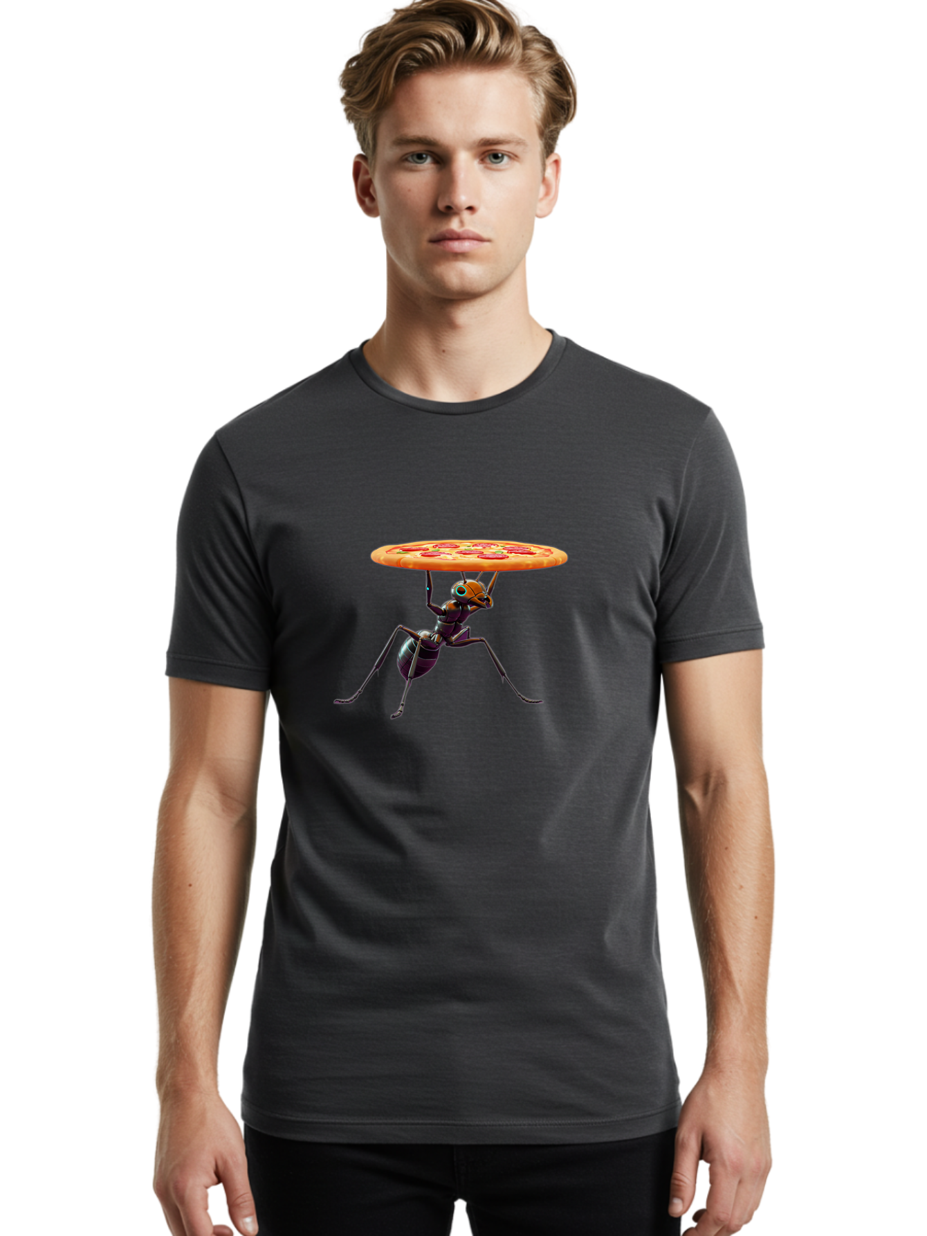 Ant-Carrying-Pizza-1 Men'S Graphic Tee, 100% Cotton, Comfortable Casual Summer Wear, Machine Washable, Vintage Camera, Old Camera, Antique Camera, Black Camera, Classic Photography, Photography Equipment, Nostalgic Device, Film Camera, Bah437