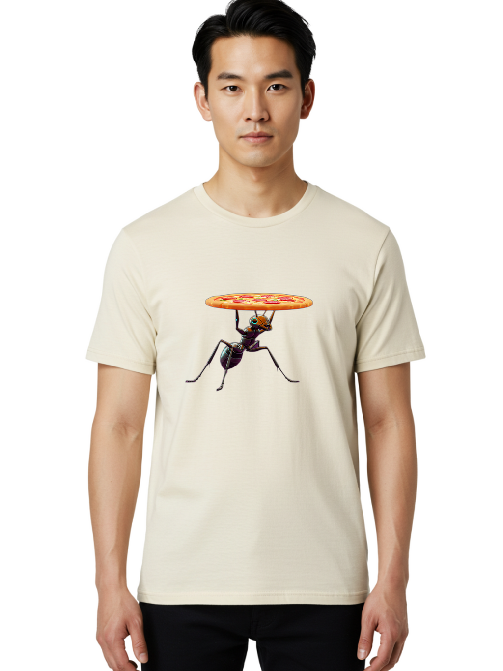 Ant-Carrying-Pizza-1 Men'S Graphic Tee, 100% Cotton, Comfortable Casual Summer Wear, Machine Washable, Vintage Camera, Old Camera, Antique Camera, Black Camera, Classic Photography, Photography Equipment, Nostalgic Device, Film Camera, Bah437