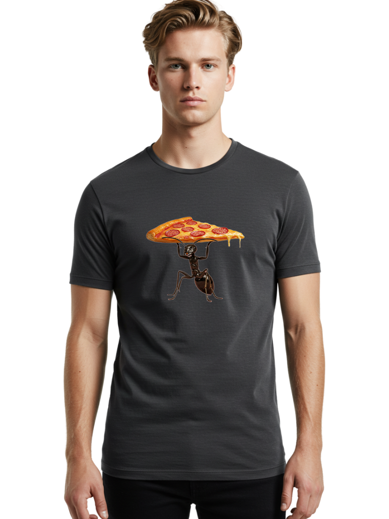 Ant-Carrying-Pizza-Slice-2 Men'S Graphic Tee, 100% Cotton, Comfortable Casual Summer Wear, Machine Washable, Vintage Camera, Old Camera, Antique Camera, Black Camera, Classic Photography, Photography Equipment, Nostalgic Device, Film Camera, Bah439