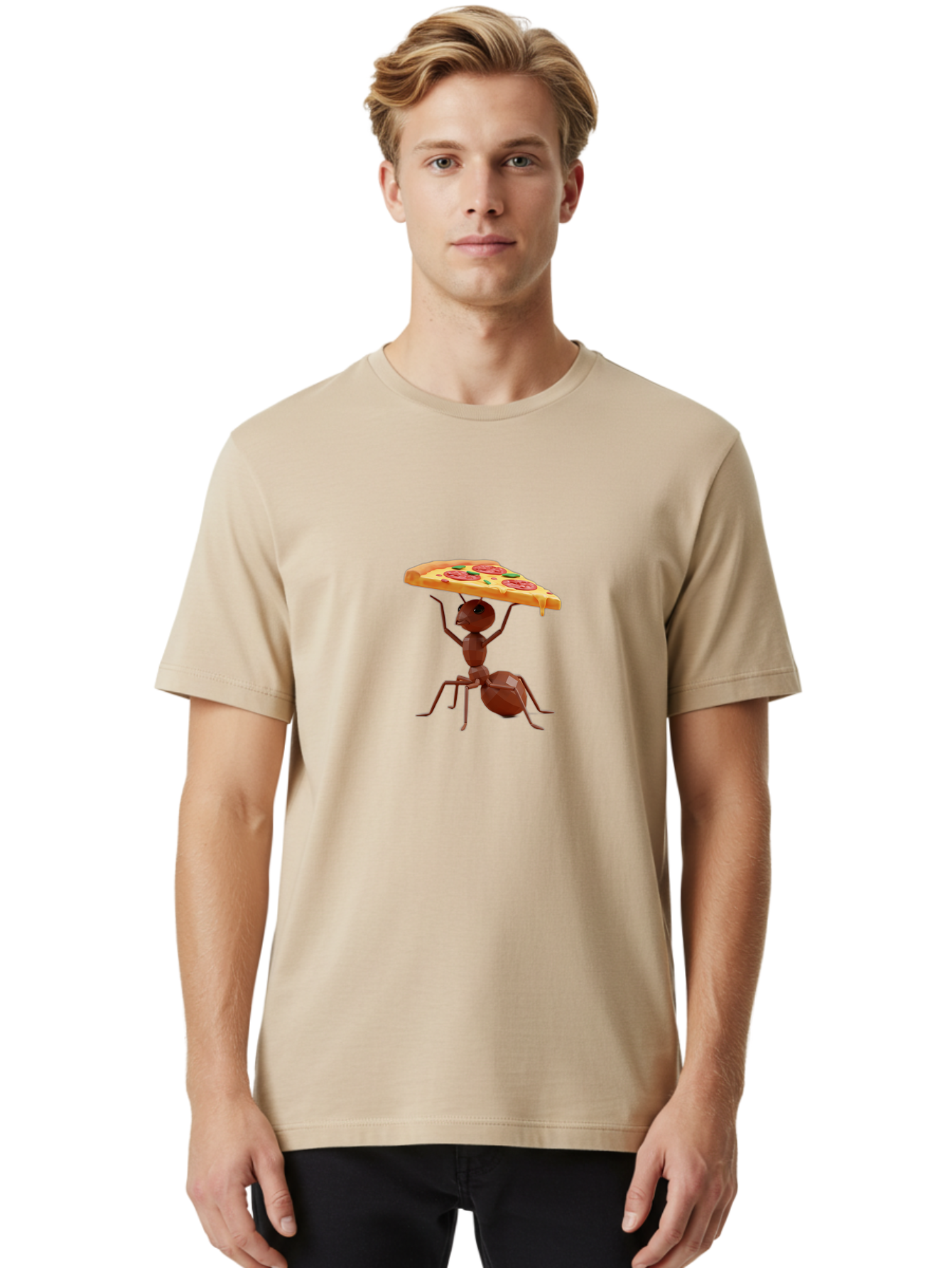 Ant-Holding-Pizza-Slice Men'S Graphic Tee, 100% Cotton, Comfortable Casual Summer Wear, Machine Washable, Vintage Camera, Old Camera, Antique Camera, Black Camera, Classic Photography, Photography Equipment, Nostalgic Device, Film Camera, Bah445