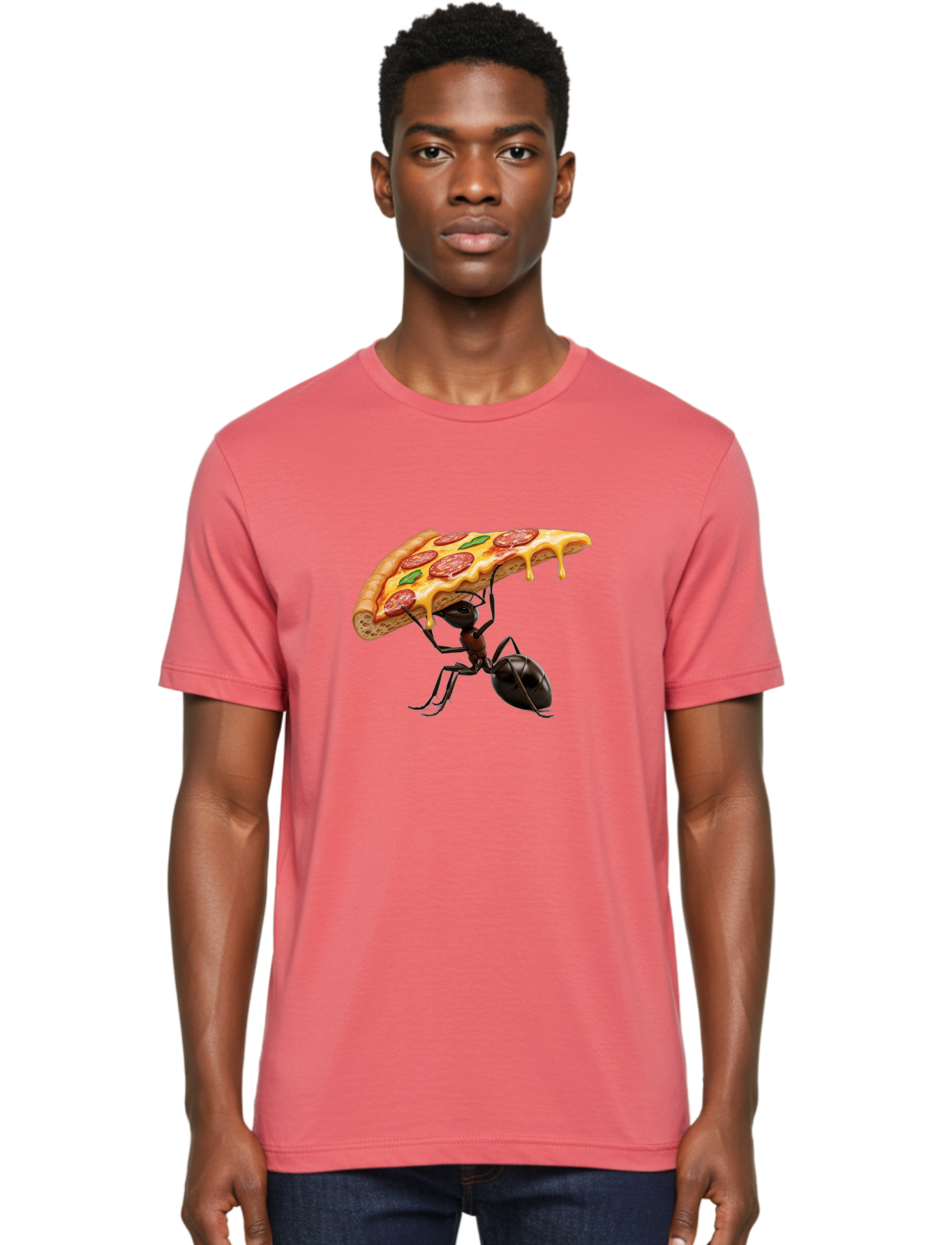 Ant-Holding-Pizza Men'S Graphic Tee, 100% Cotton, Comfortable Casual Summer Wear, Machine Washable, Vintage Camera, Old Camera, Antique Camera, Black Camera, Classic Photography, Photography Equipment, Nostalgic Device, Film Camera, Camera Art Bah446