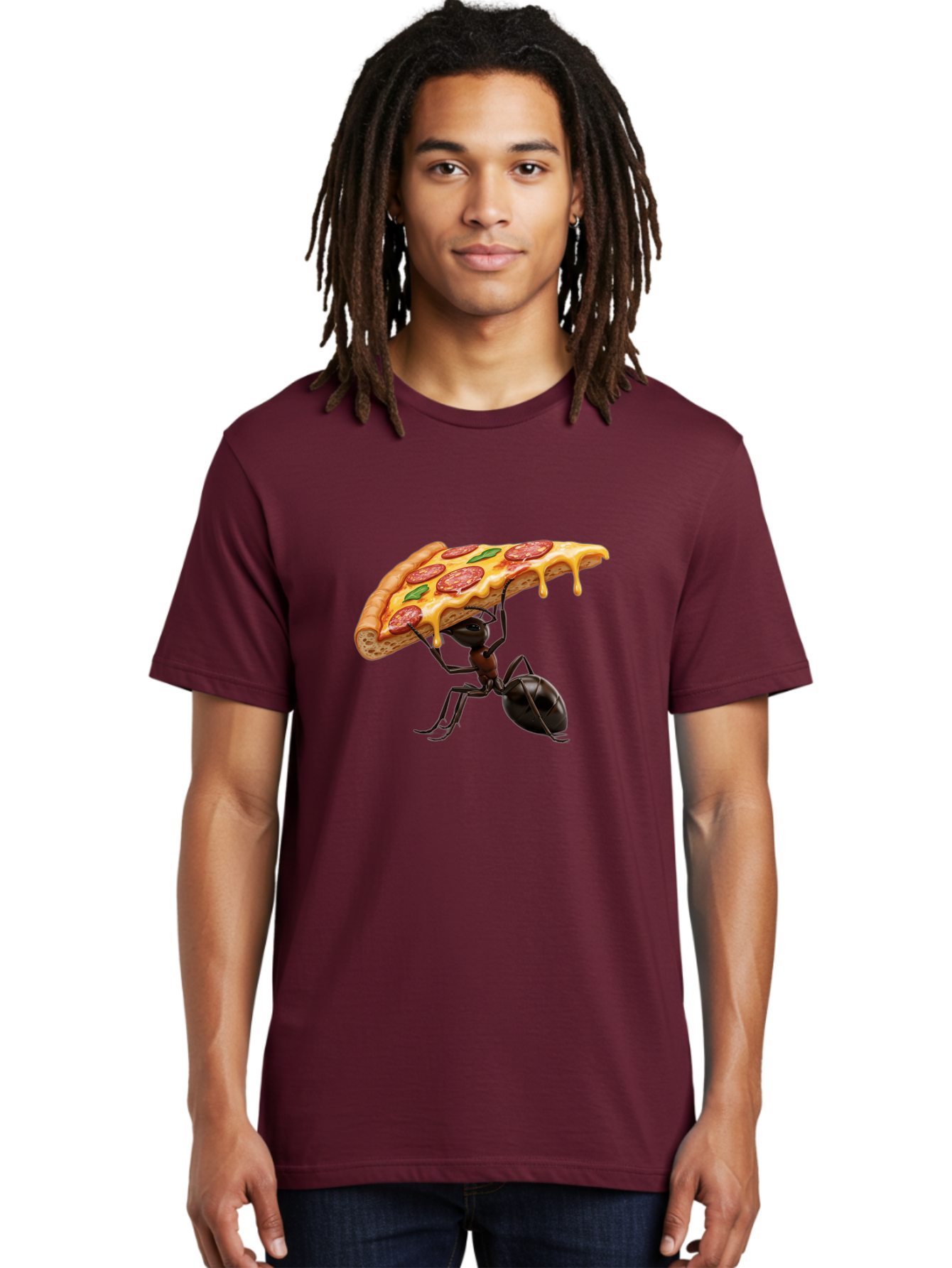 Ant-Holding-Pizza Men'S Graphic Tee, 100% Cotton, Comfortable Casual Summer Wear, Machine Washable, Vintage Camera, Old Camera, Antique Camera, Black Camera, Classic Photography, Photography Equipment, Nostalgic Device, Film Camera, Camera Art Bah446