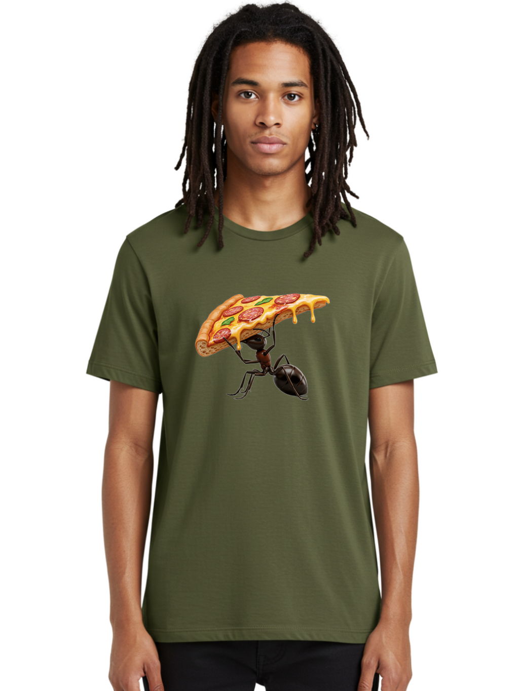 Ant-Holding-Pizza Men'S Graphic Tee, 100% Cotton, Comfortable Casual Summer Wear, Machine Washable, Vintage Camera, Old Camera, Antique Camera, Black Camera, Classic Photography, Photography Equipment, Nostalgic Device, Film Camera, Camera Art Bah446