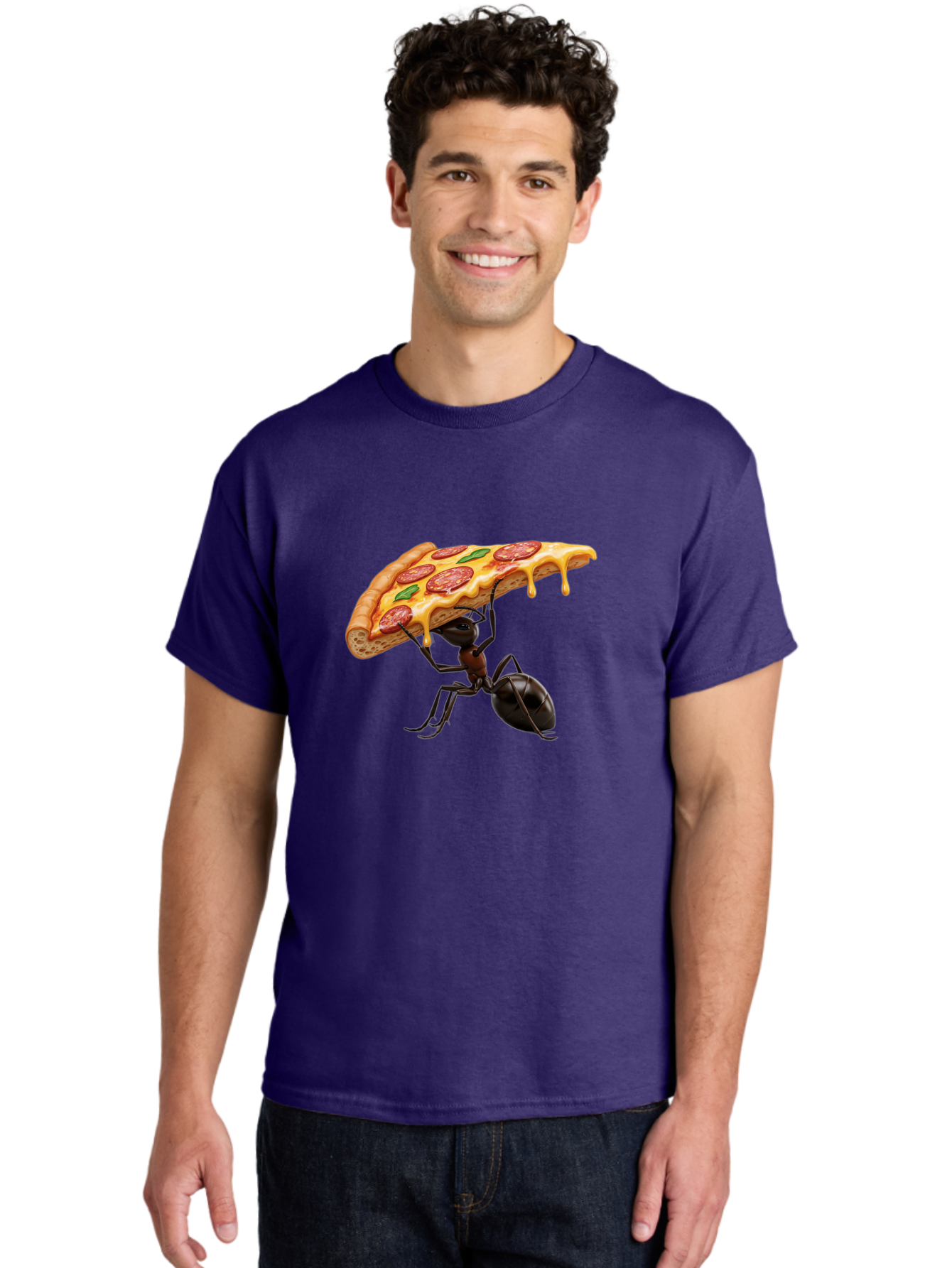 Ant-Holding-Pizza Men'S Graphic Tee, 100% Cotton, Comfortable Casual Summer Wear, Machine Washable, Vintage Camera, Old Camera, Antique Camera, Black Camera, Classic Photography, Photography Equipment, Nostalgic Device, Film Camera, Camera Art Bah446