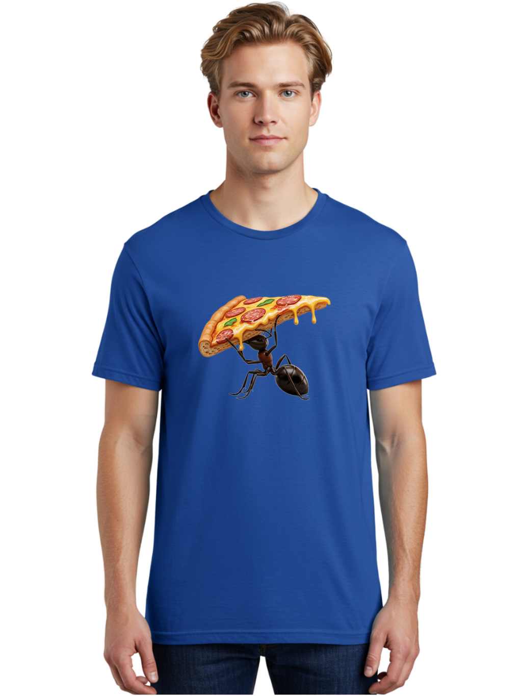 Ant-Holding-Pizza Men'S Graphic Tee, 100% Cotton, Comfortable Casual Summer Wear, Machine Washable, Vintage Camera, Old Camera, Antique Camera, Black Camera, Classic Photography, Photography Equipment, Nostalgic Device, Film Camera, Camera Art Bah446
