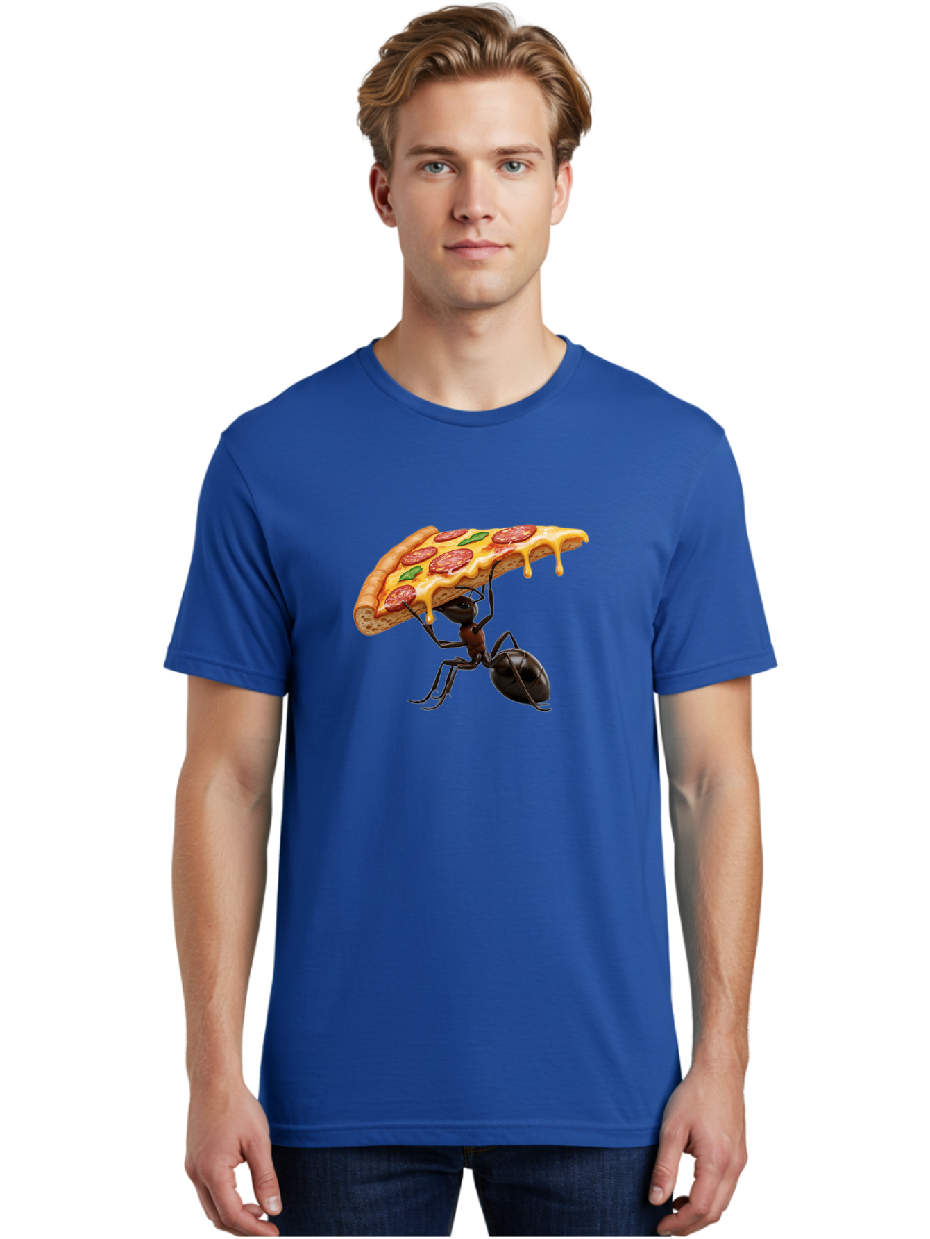 Ant-Holding-Pizza Men'S Graphic Tee, 100% Cotton, Comfortable Casual Summer Wear, Machine Washable, Vintage Camera, Old Camera, Antique Camera, Black Camera, Classic Photography, Photography Equipment, Nostalgic Device, Film Camera, Camera Art Bah446