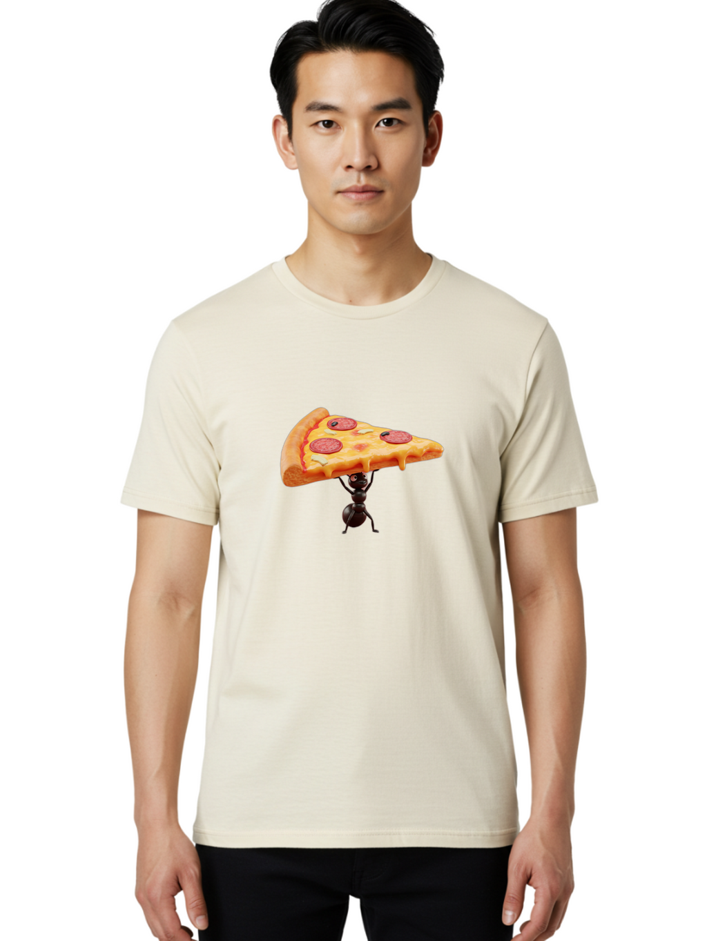 Ant-Lifting-Pizza-Slice Men'S Graphic Tee, 100% Cotton, Comfortable Casual Summer Wear, Machine Washable, Vintage Camera, Old Camera, Antique Camera, Black Camera, Classic Photography, Photography Equipment, Nostalgic Device, Film Camera, Bah447