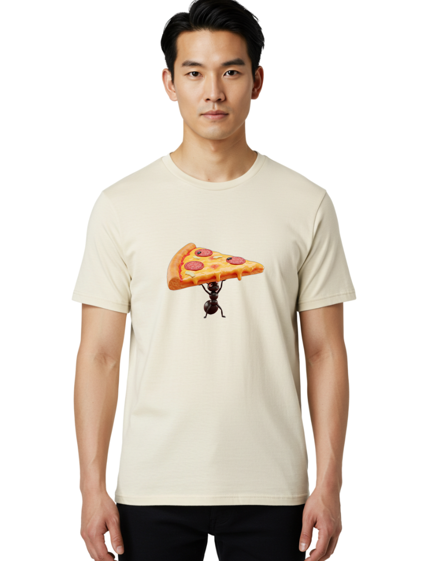 Ant-Lifting-Pizza-Slice Men'S Graphic Tee, 100% Cotton, Comfortable Casual Summer Wear, Machine Washable, Vintage Camera, Old Camera, Antique Camera, Black Camera, Classic Photography, Photography Equipment, Nostalgic Device, Film Camera, Bah447