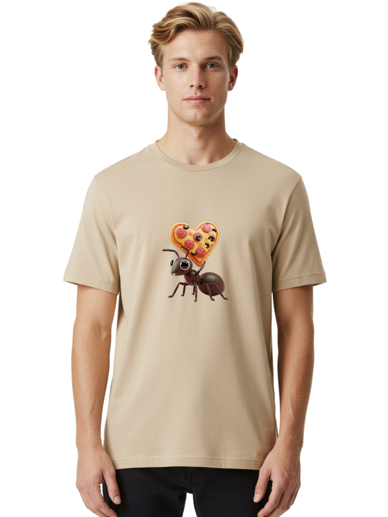 Ant-With-Heart-Shaped-Pizza Men'S Graphic Tee, 100% Cotton, Comfortable Casual Summer Wear, Machine Washable, Vintage Camera, Old Camera, Antique Camera, Black Camera, Classic Photography, Photography Equipment, Nostalgic Device, Film Camera, Bah449