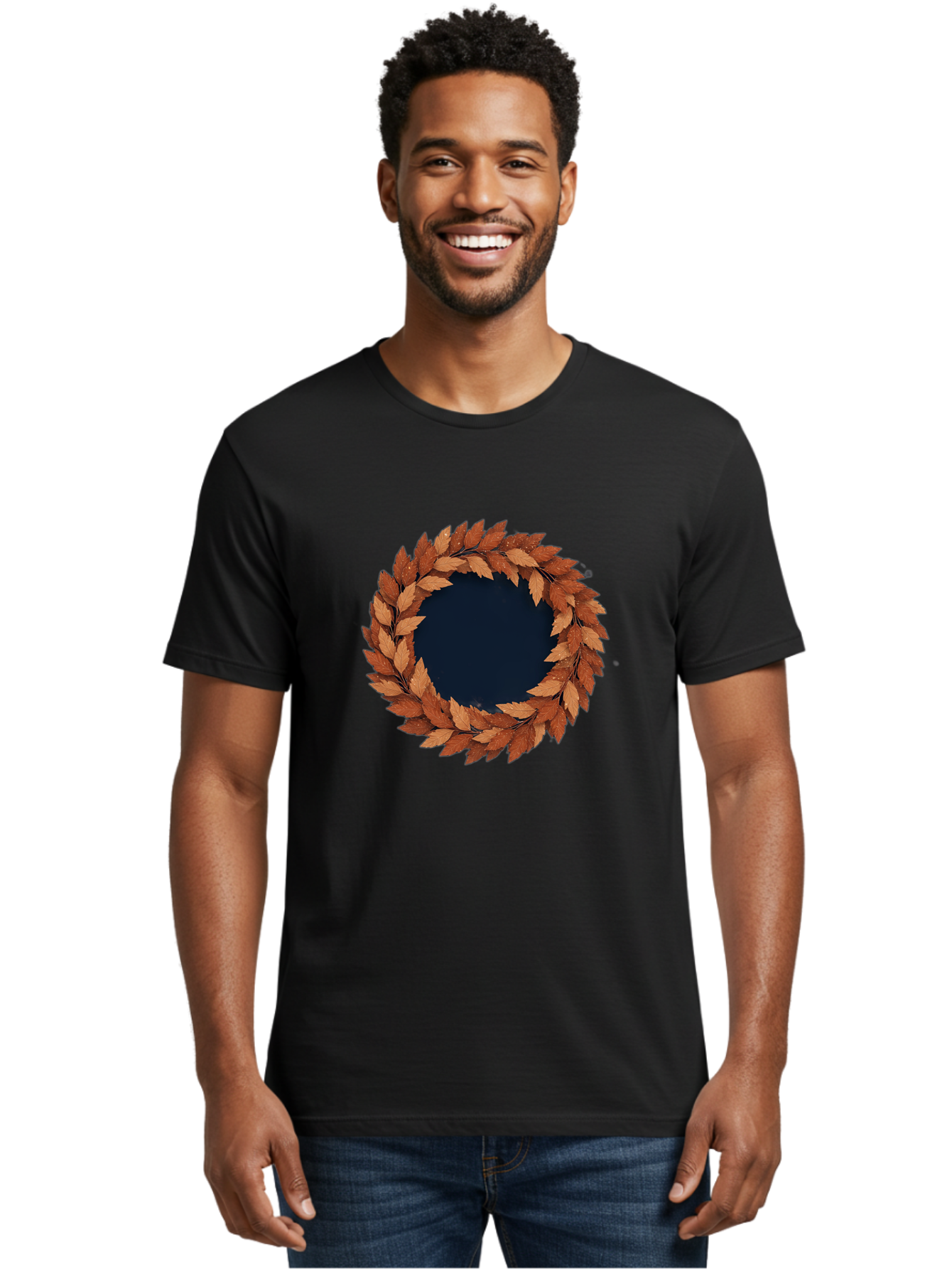 Autumn-Leaves-Wreath Men'S Graphic Tee, 100% Cotton, Comfortable Casual Summer Wear, Machine Washable, Vintage Camera, Old Camera, Antique Camera, Black Camera, Classic Photography, Photography Equipment, Nostalgic Device, Film Camera, Bah505