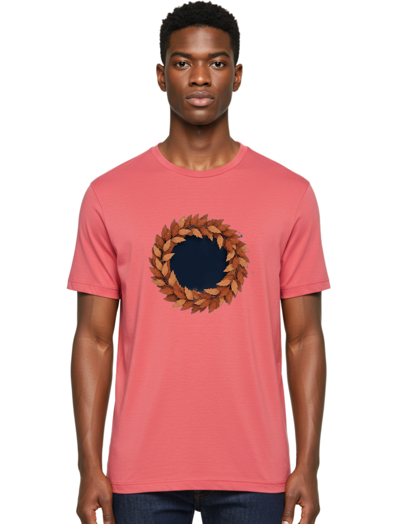 Autumn-Leaves-Wreath Men'S Graphic Tee, 100% Cotton, Comfortable Casual Summer Wear, Machine Washable, Vintage Camera, Old Camera, Antique Camera, Black Camera, Classic Photography, Photography Equipment, Nostalgic Device, Film Camera, Bah505