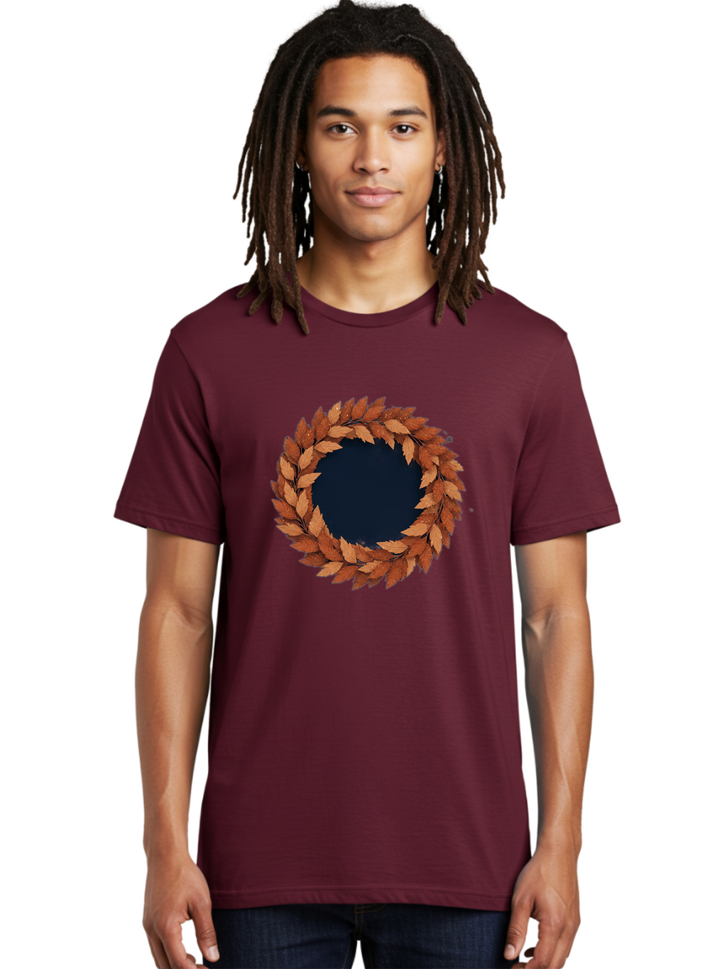 Autumn-Leaves-Wreath Men'S Graphic Tee, 100% Cotton, Comfortable Casual Summer Wear, Machine Washable, Vintage Camera, Old Camera, Antique Camera, Black Camera, Classic Photography, Photography Equipment, Nostalgic Device, Film Camera, Bah505