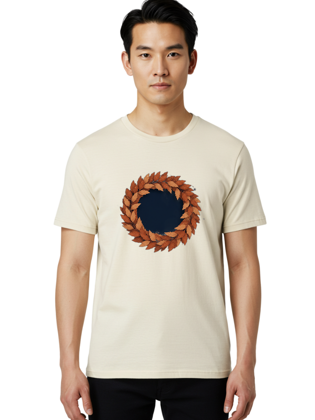 Autumn-Leaves-Wreath Men'S Graphic Tee, 100% Cotton, Comfortable Casual Summer Wear, Machine Washable, Vintage Camera, Old Camera, Antique Camera, Black Camera, Classic Photography, Photography Equipment, Nostalgic Device, Film Camera, Bah505
