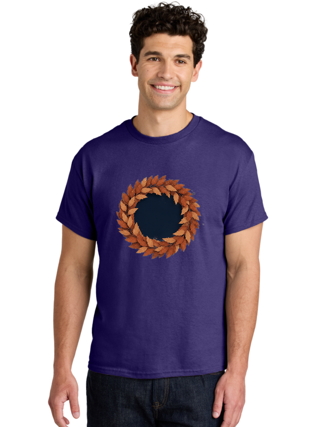 Autumn-Leaves-Wreath Men'S Graphic Tee, 100% Cotton, Comfortable Casual Summer Wear, Machine Washable, Vintage Camera, Old Camera, Antique Camera, Black Camera, Classic Photography, Photography Equipment, Nostalgic Device, Film Camera, Bah505