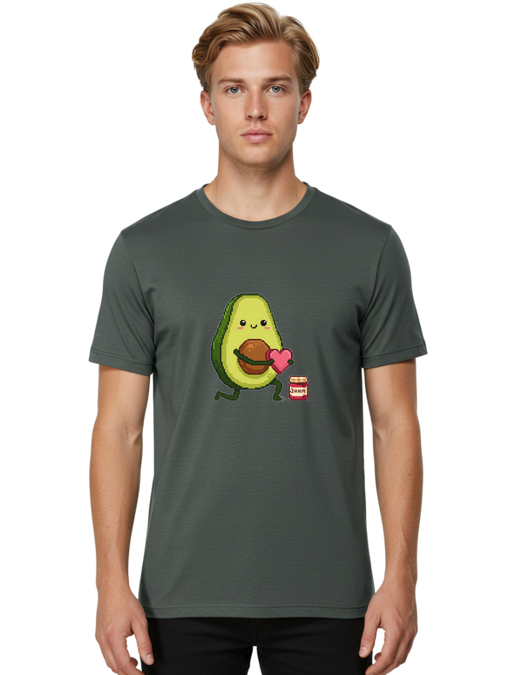 Avocado-Holding-Heart Men'S Graphic Tee, 100% Cotton, Comfortable Casual Summer Wear, Machine Washable, Vintage Camera, Old Camera, Antique Camera, Black Camera, Classic Photography, Photography Equipment, Nostalgic Device, Film Camera, Bah509