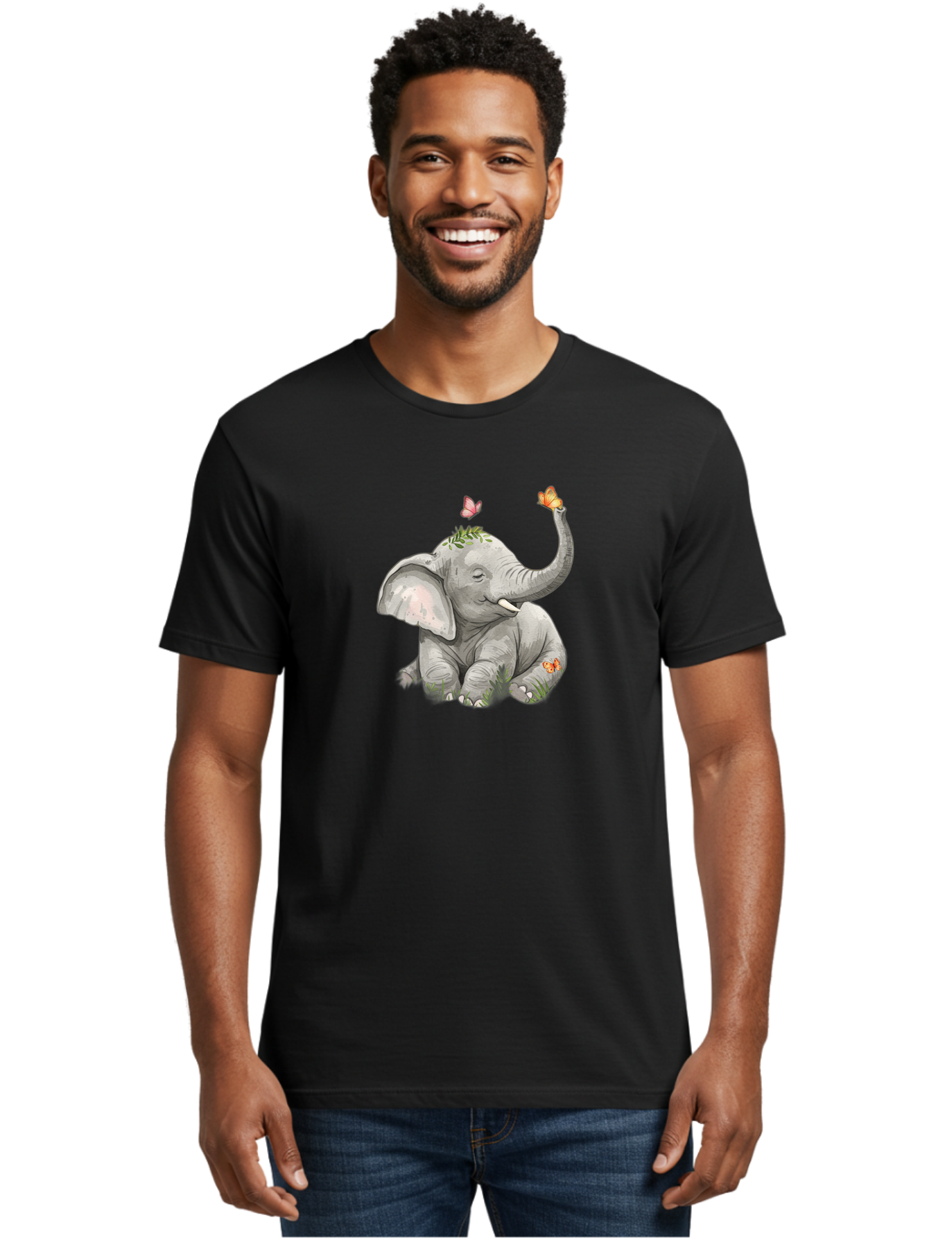 Baby-Elephant-With-Butterflies Men'S Graphic Tee, 100% Cotton, Comfortable Casual Summer Wear, Machine Washable, Vintage Camera, Old Camera, Antique Camera, Black Camera, Classic Photography, Photography Equipment, Nostalgic Device, Bah548
