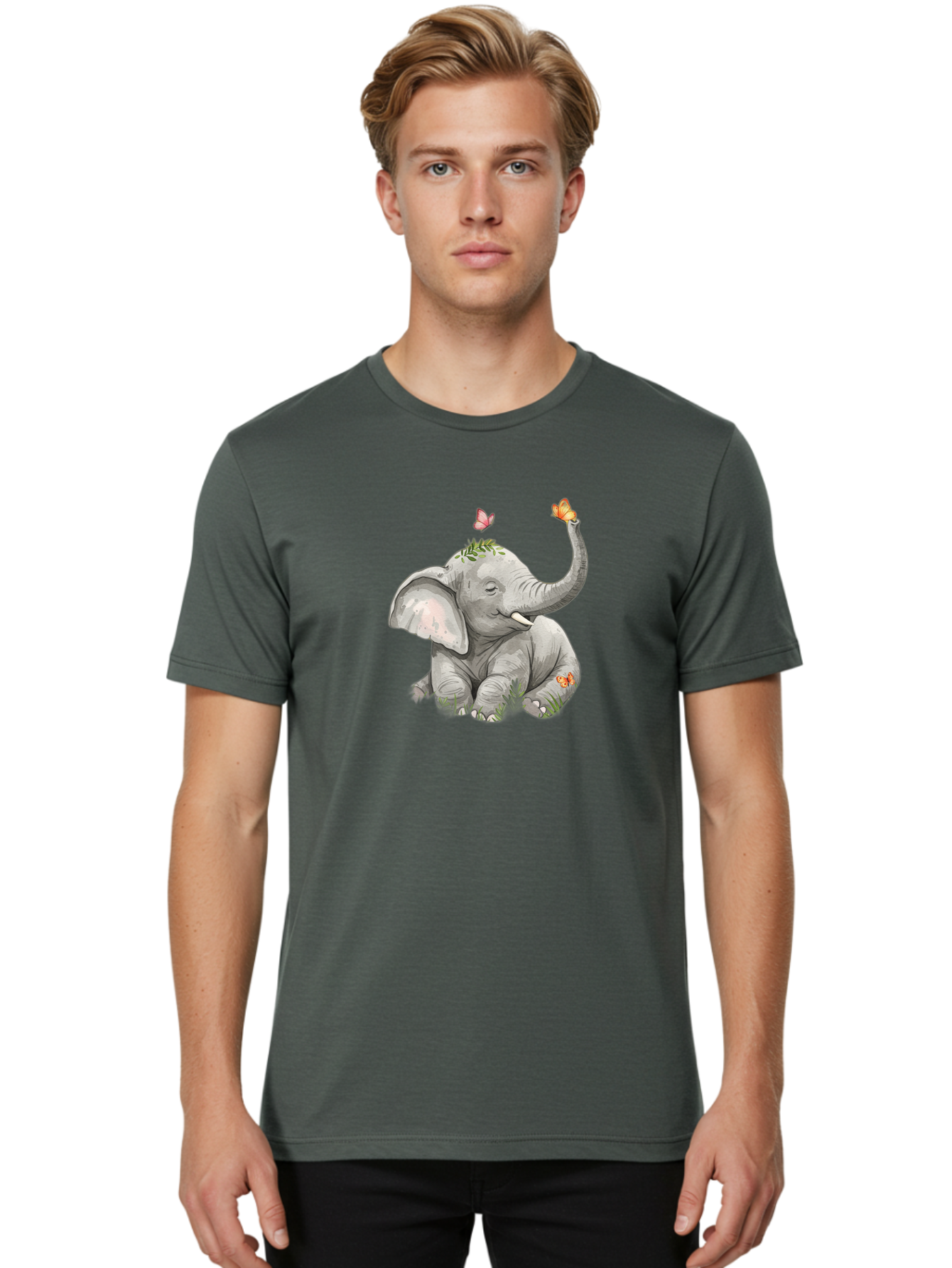 Baby-Elephant-With-Butterflies Men'S Graphic Tee, 100% Cotton, Comfortable Casual Summer Wear, Machine Washable, Vintage Camera, Old Camera, Antique Camera, Black Camera, Classic Photography, Photography Equipment, Nostalgic Device, Bah548