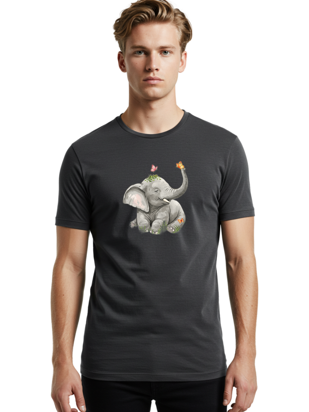 Baby-Elephant-With-Butterflies Men'S Graphic Tee, 100% Cotton, Comfortable Casual Summer Wear, Machine Washable, Vintage Camera, Old Camera, Antique Camera, Black Camera, Classic Photography, Photography Equipment, Nostalgic Device, Bah548
