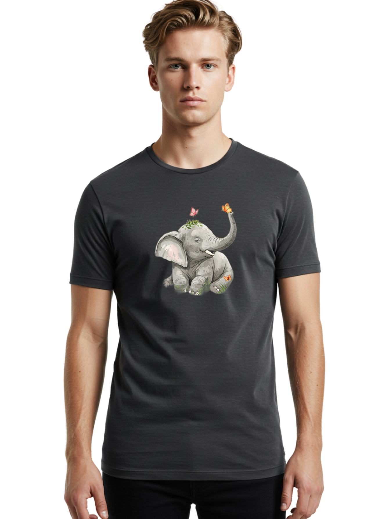 Baby-Elephant-With-Butterflies Men'S Graphic Tee, 100% Cotton, Comfortable Casual Summer Wear, Machine Washable, Vintage Camera, Old Camera, Antique Camera, Black Camera, Classic Photography, Photography Equipment, Nostalgic Device, Bah548