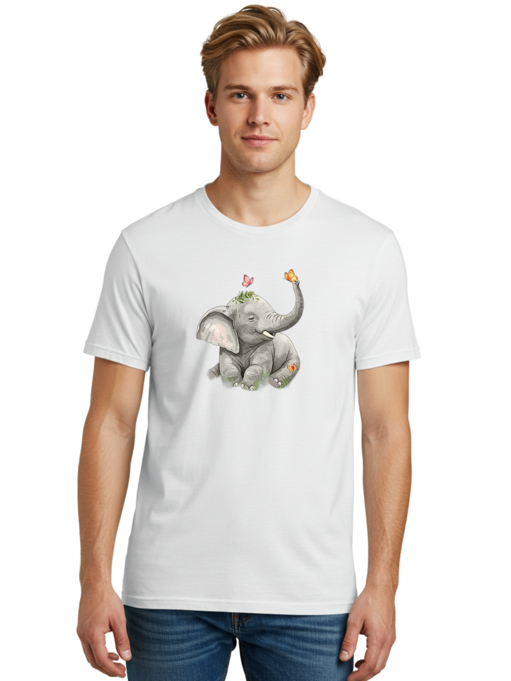 Baby-Elephant-With-Butterflies Men'S Graphic Tee, 100% Cotton, Comfortable Casual Summer Wear, Machine Washable, Vintage Camera, Old Camera, Antique Camera, Black Camera, Classic Photography, Photography Equipment, Nostalgic Device, Bah548
