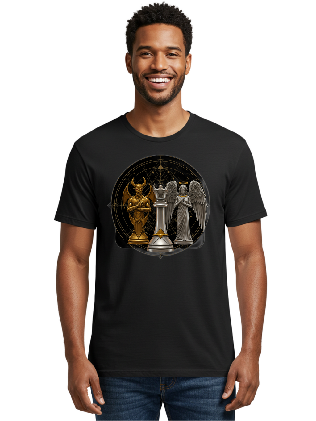 Baphomet-Angel-Queen Men'S Graphic Tee, 100% Cotton, Comfortable Casual Summer Wear, Machine Washable, Vintage Camera, Old Camera, Antique Camera, Black Camera, Classic Photography, Photography Equipment, Nostalgic Device, Film Camera, Bah550