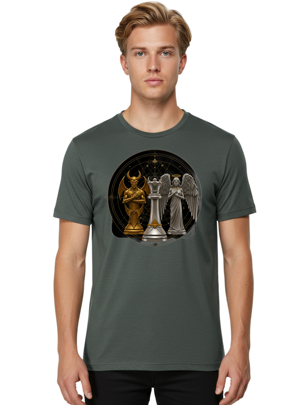 Baphomet-Angel-Queen Men'S Graphic Tee, 100% Cotton, Comfortable Casual Summer Wear, Machine Washable, Vintage Camera, Old Camera, Antique Camera, Black Camera, Classic Photography, Photography Equipment, Nostalgic Device, Film Camera, Bah550