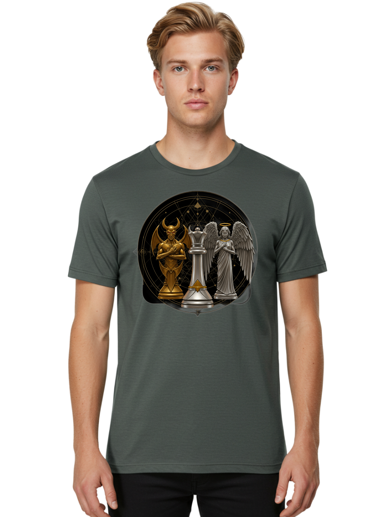Baphomet-Angel-Queen Men'S Graphic Tee, 100% Cotton, Comfortable Casual Summer Wear, Machine Washable, Vintage Camera, Old Camera, Antique Camera, Black Camera, Classic Photography, Photography Equipment, Nostalgic Device, Film Camera, Bah550