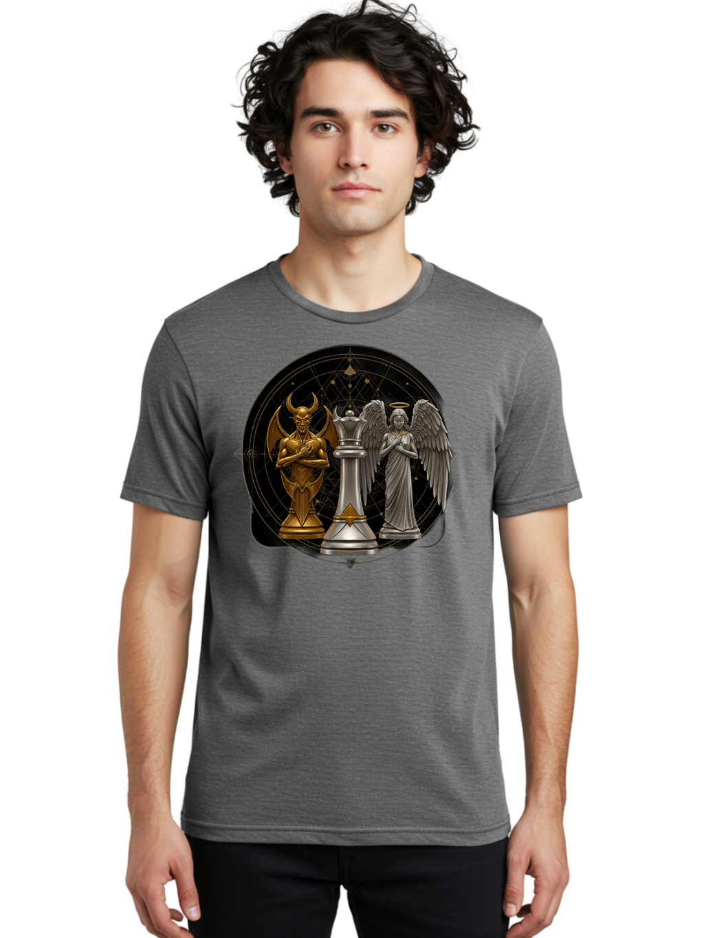 Baphomet-Angel-Queen Men'S Graphic Tee, 100% Cotton, Comfortable Casual Summer Wear, Machine Washable, Vintage Camera, Old Camera, Antique Camera, Black Camera, Classic Photography, Photography Equipment, Nostalgic Device, Film Camera, Bah550