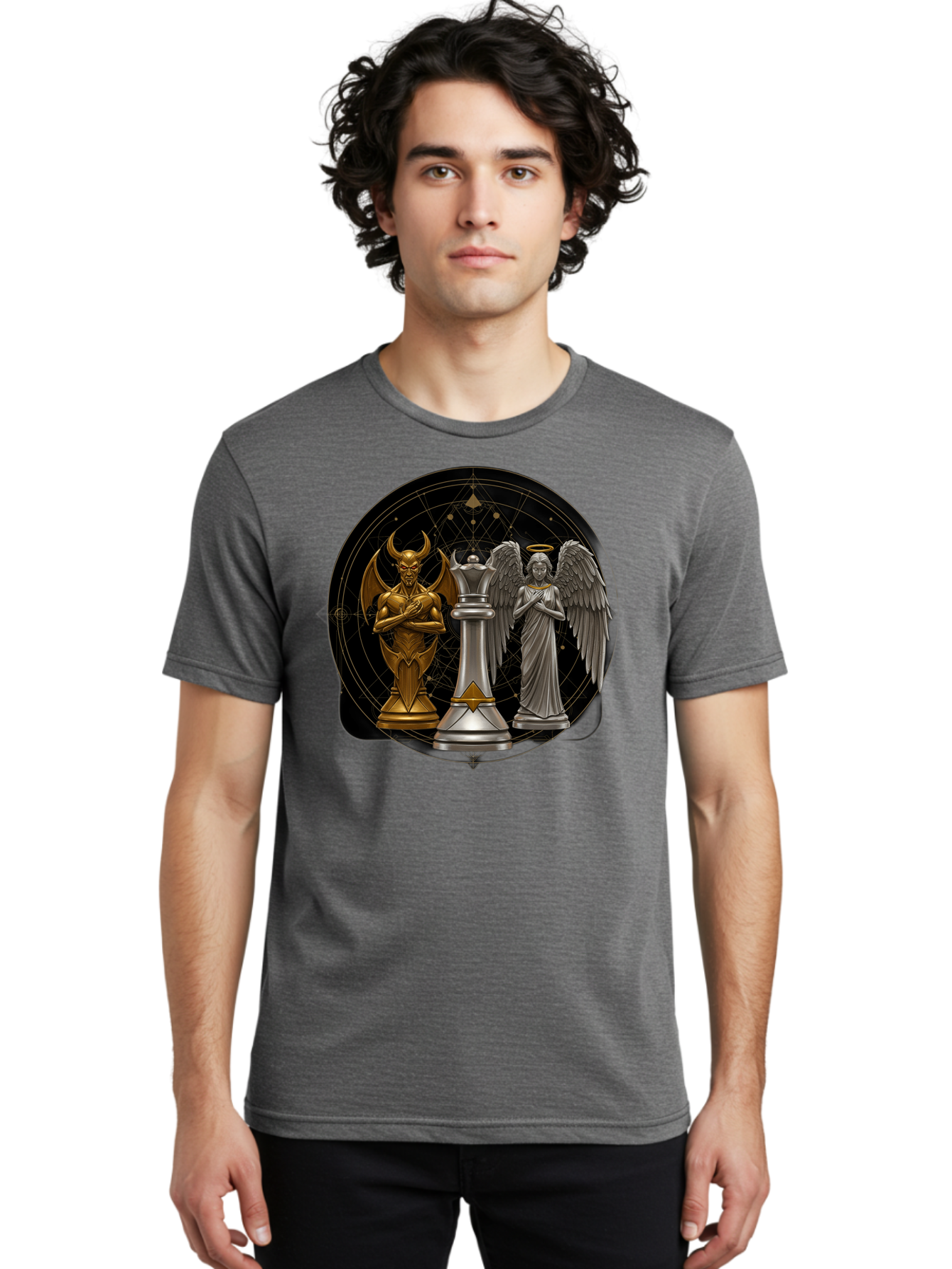 Baphomet-Angel-Queen Men'S Graphic Tee, 100% Cotton, Comfortable Casual Summer Wear, Machine Washable, Vintage Camera, Old Camera, Antique Camera, Black Camera, Classic Photography, Photography Equipment, Nostalgic Device, Film Camera, Bah550