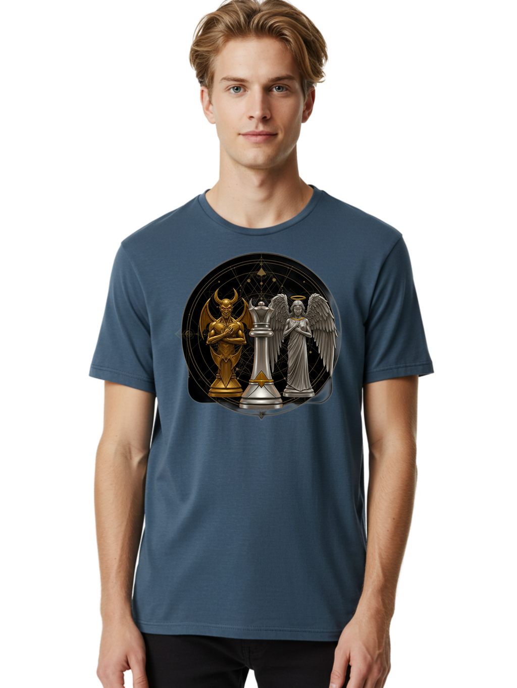 Baphomet-Angel-Queen Men'S Graphic Tee, 100% Cotton, Comfortable Casual Summer Wear, Machine Washable, Vintage Camera, Old Camera, Antique Camera, Black Camera, Classic Photography, Photography Equipment, Nostalgic Device, Film Camera, Bah550