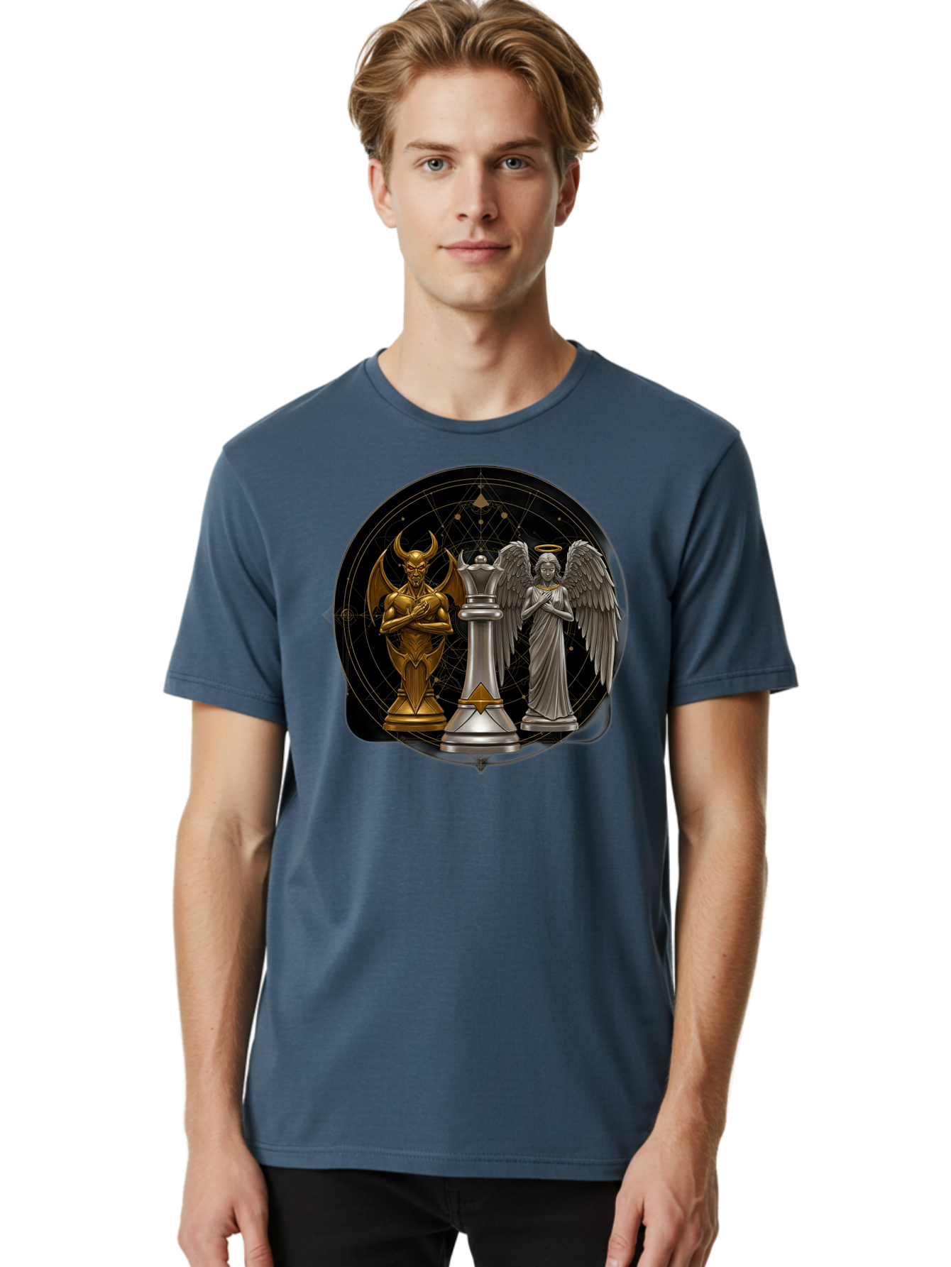 Baphomet-Angel-Queen Men'S Graphic Tee, 100% Cotton, Comfortable Casual Summer Wear, Machine Washable, Vintage Camera, Old Camera, Antique Camera, Black Camera, Classic Photography, Photography Equipment, Nostalgic Device, Film Camera, Bah550