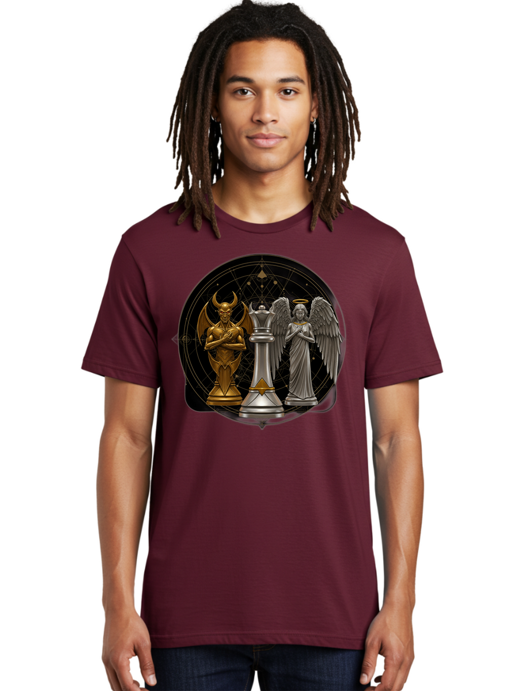 Baphomet-Angel-Queen Men'S Graphic Tee, 100% Cotton, Comfortable Casual Summer Wear, Machine Washable, Vintage Camera, Old Camera, Antique Camera, Black Camera, Classic Photography, Photography Equipment, Nostalgic Device, Film Camera, Bah550