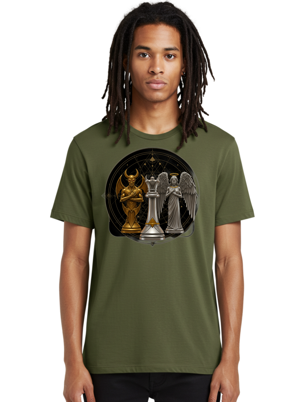 Baphomet-Angel-Queen Men'S Graphic Tee, 100% Cotton, Comfortable Casual Summer Wear, Machine Washable, Vintage Camera, Old Camera, Antique Camera, Black Camera, Classic Photography, Photography Equipment, Nostalgic Device, Film Camera, Bah550