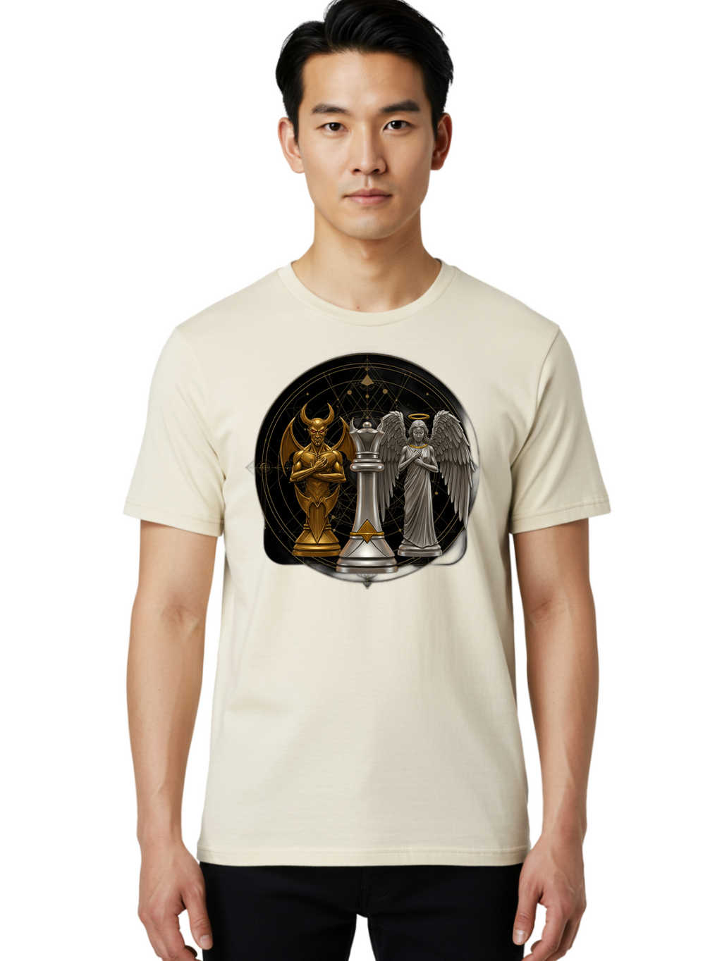Baphomet-Angel-Queen Men'S Graphic Tee, 100% Cotton, Comfortable Casual Summer Wear, Machine Washable, Vintage Camera, Old Camera, Antique Camera, Black Camera, Classic Photography, Photography Equipment, Nostalgic Device, Film Camera, Bah550