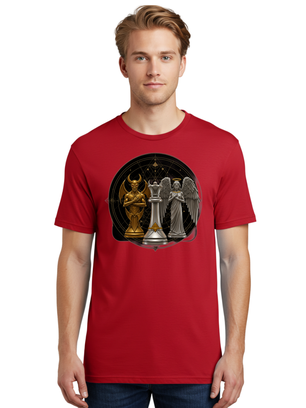 Baphomet-Angel-Queen Men'S Graphic Tee, 100% Cotton, Comfortable Casual Summer Wear, Machine Washable, Vintage Camera, Old Camera, Antique Camera, Black Camera, Classic Photography, Photography Equipment, Nostalgic Device, Film Camera, Bah550