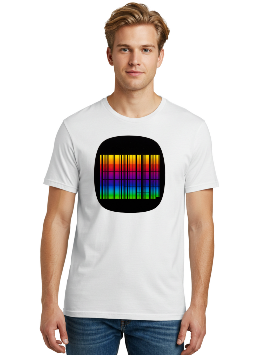 Barcode-Tv-Screen Men'S Graphic Tee, 100% Cotton, Comfortable Casual Summer Wear, Machine Washable, Vintage Camera, Old Camera, Antique Camera, Black Camera, Classic Photography, Photography Equipment, Nostalgic Device, Film Camera, Camera Art Bah551