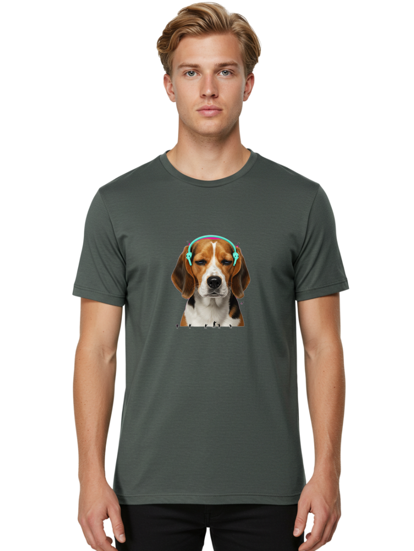 Beagle-Headphones Men'S Graphic Tee, 100% Cotton, Comfortable Casual Summer Wear, Machine Washable, Vintage Camera, Old Camera, Antique Camera, Black Camera, Classic Photography, Photography Equipment, Nostalgic Device, Film Camera, Camera Art Bah566