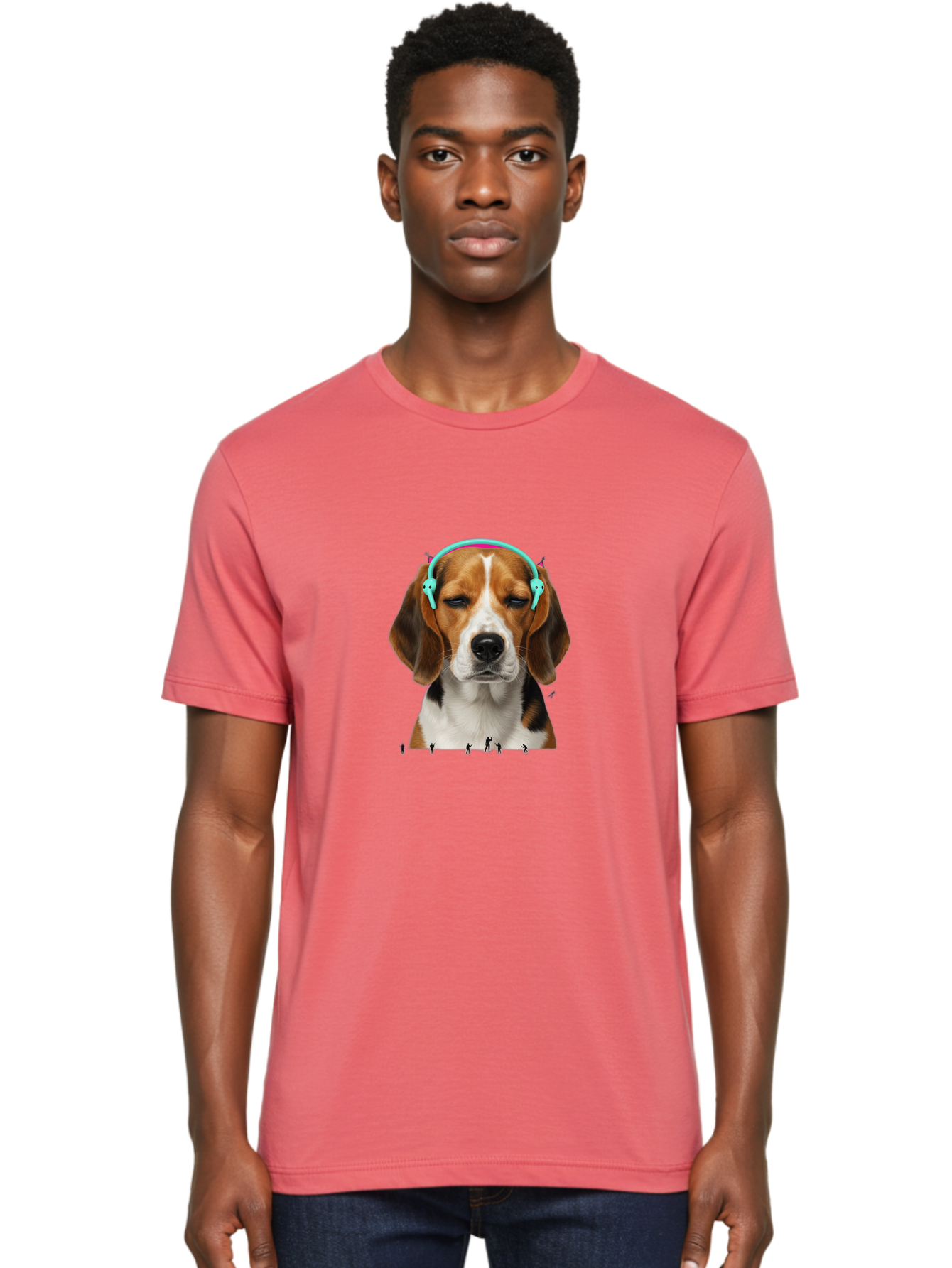 Beagle-Headphones Men'S Graphic Tee, 100% Cotton, Comfortable Casual Summer Wear, Machine Washable, Vintage Camera, Old Camera, Antique Camera, Black Camera, Classic Photography, Photography Equipment, Nostalgic Device, Film Camera, Camera Art Bah566