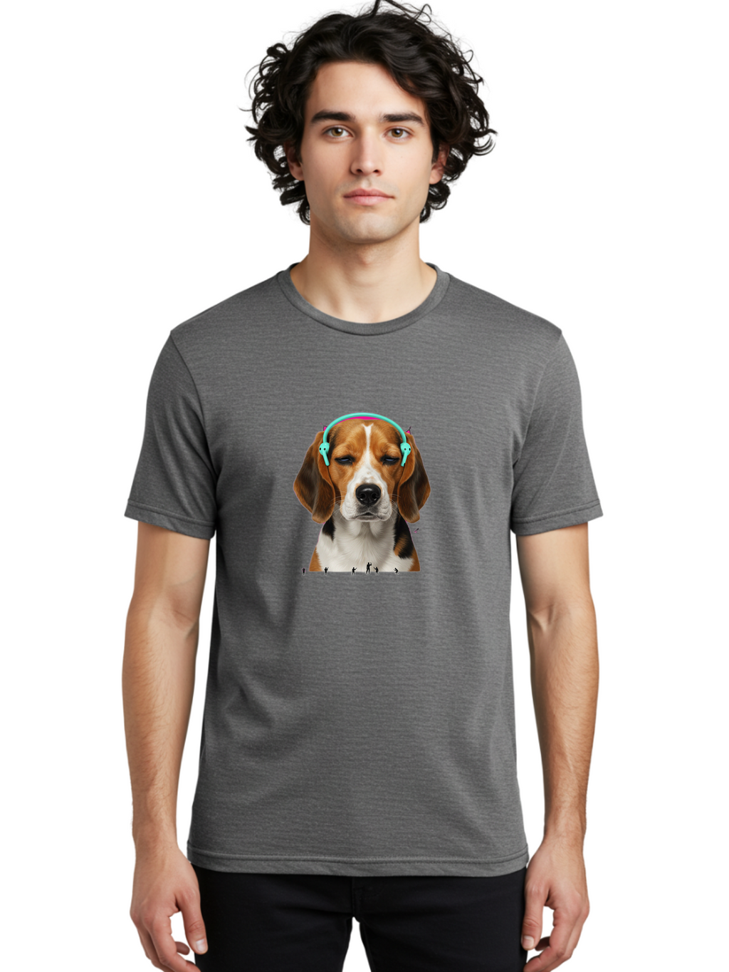 Beagle-Headphones Men'S Graphic Tee, 100% Cotton, Comfortable Casual Summer Wear, Machine Washable, Vintage Camera, Old Camera, Antique Camera, Black Camera, Classic Photography, Photography Equipment, Nostalgic Device, Film Camera, Camera Art Bah566