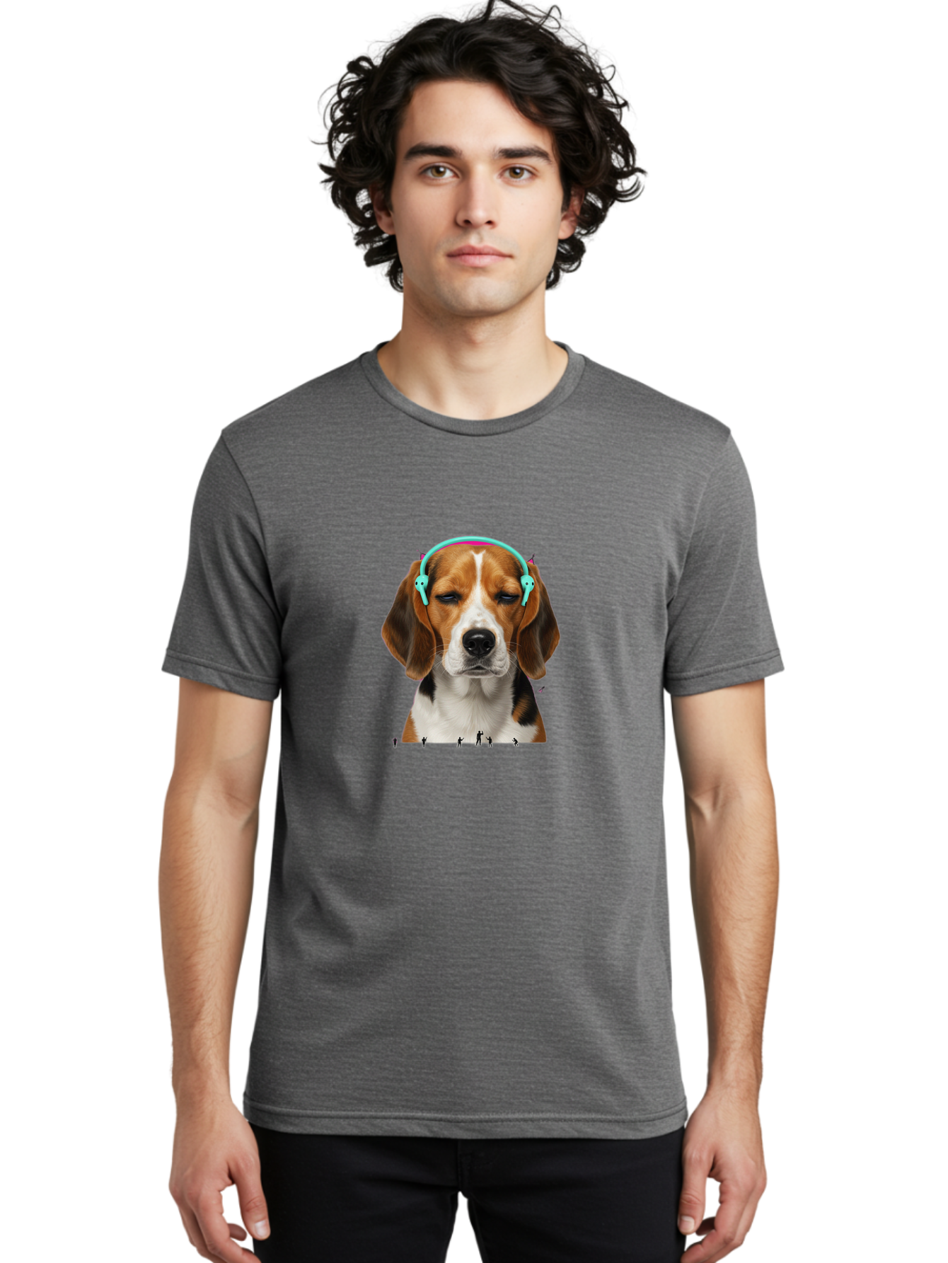 Beagle-Headphones Men'S Graphic Tee, 100% Cotton, Comfortable Casual Summer Wear, Machine Washable, Vintage Camera, Old Camera, Antique Camera, Black Camera, Classic Photography, Photography Equipment, Nostalgic Device, Film Camera, Camera Art Bah566