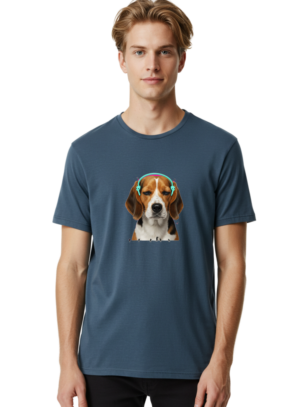 Beagle-Headphones Men'S Graphic Tee, 100% Cotton, Comfortable Casual Summer Wear, Machine Washable, Vintage Camera, Old Camera, Antique Camera, Black Camera, Classic Photography, Photography Equipment, Nostalgic Device, Film Camera, Camera Art Bah566