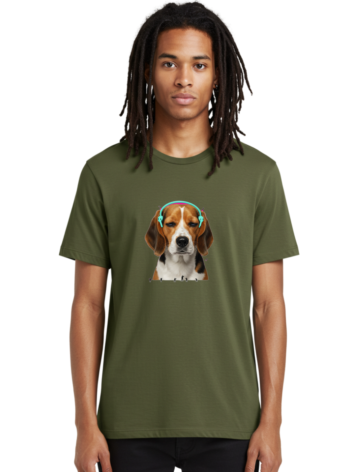 Beagle-Headphones Men'S Graphic Tee, 100% Cotton, Comfortable Casual Summer Wear, Machine Washable, Vintage Camera, Old Camera, Antique Camera, Black Camera, Classic Photography, Photography Equipment, Nostalgic Device, Film Camera, Camera Art Bah566