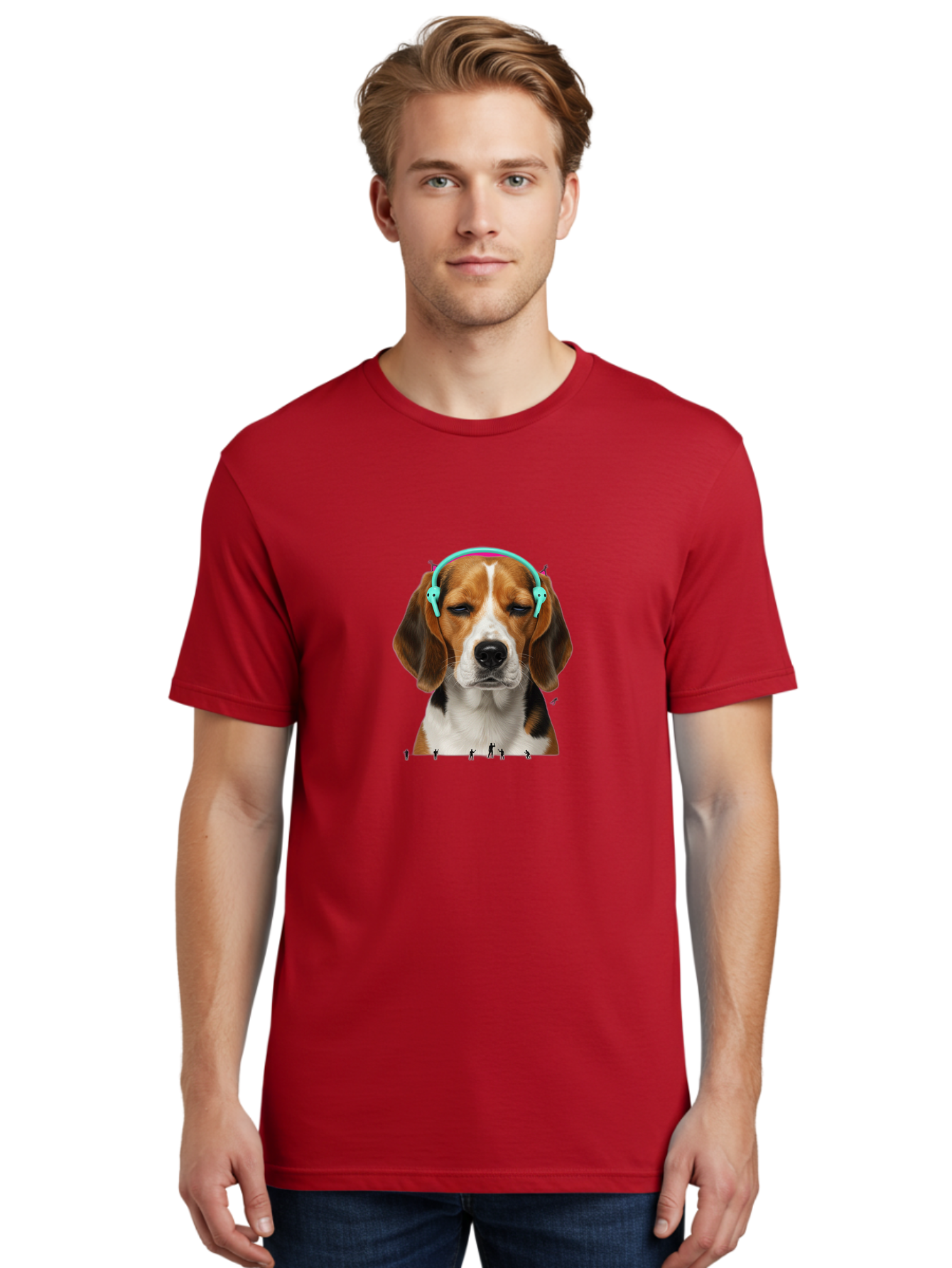 Beagle-Headphones Men'S Graphic Tee, 100% Cotton, Comfortable Casual Summer Wear, Machine Washable, Vintage Camera, Old Camera, Antique Camera, Black Camera, Classic Photography, Photography Equipment, Nostalgic Device, Film Camera, Camera Art Bah566