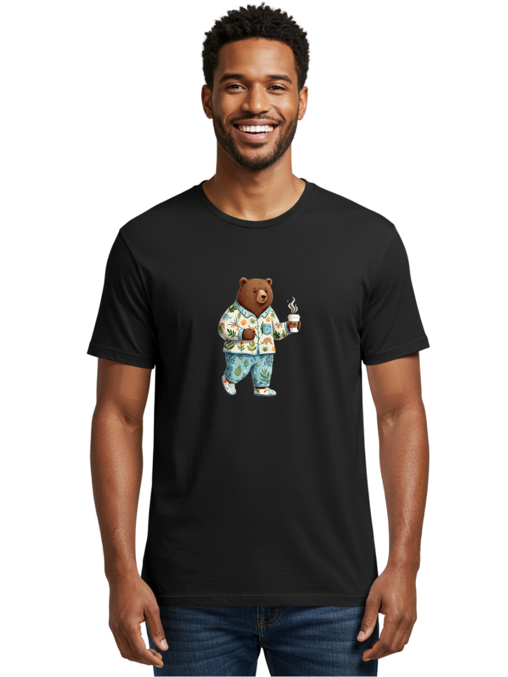 Bear-In-Pajamas-3 Men'S Graphic Tee, 100% Cotton, Comfortable Casual Summer Wear, Machine Washable, Vintage Camera, Old Camera, Antique Camera, Black Camera, Classic Photography, Photography Equipment, Nostalgic Device, Film Camera, Camera Art Bah571