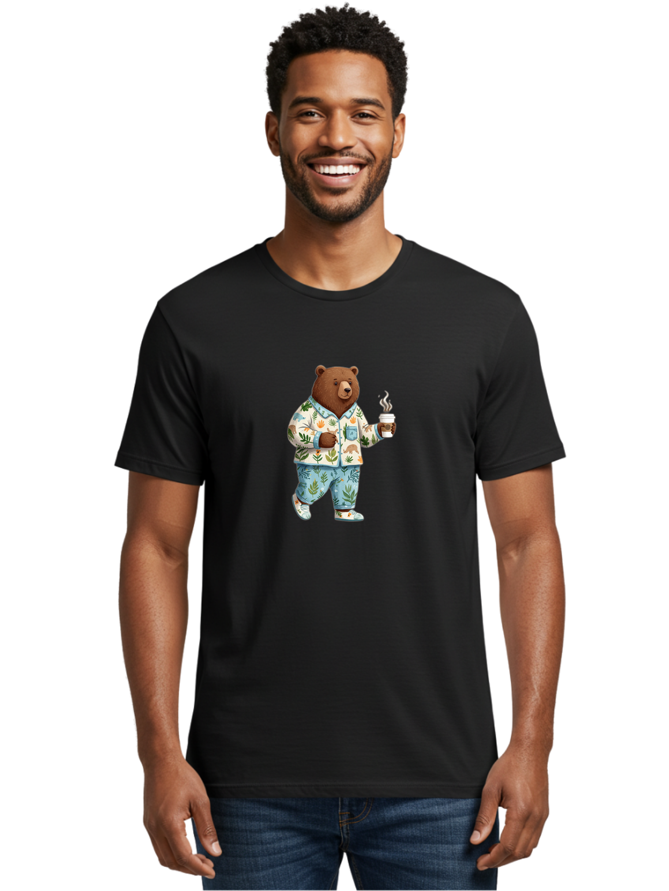 Bear-In-Pajamas-3 Men'S Graphic Tee, 100% Cotton, Comfortable Casual Summer Wear, Machine Washable, Vintage Camera, Old Camera, Antique Camera, Black Camera, Classic Photography, Photography Equipment, Nostalgic Device, Film Camera, Camera Art Bah571